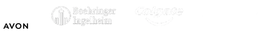 Logo das marcas Avon, Boehringer Ingelheim, Colgate, Kimberly-Clark